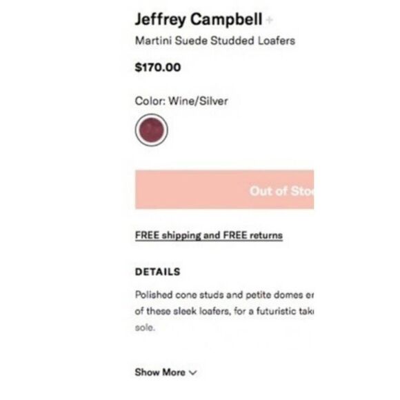 Jeffery Campbell MARTINI Loafers Red Suede Silver Studs  Size 11 - Picture 10 of 10